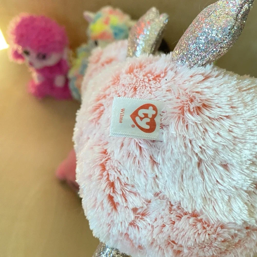 Lot of Ty Beanie Boos Collectibles Plush Sequin Set of 6 Sloth Unicorn Llama Dog